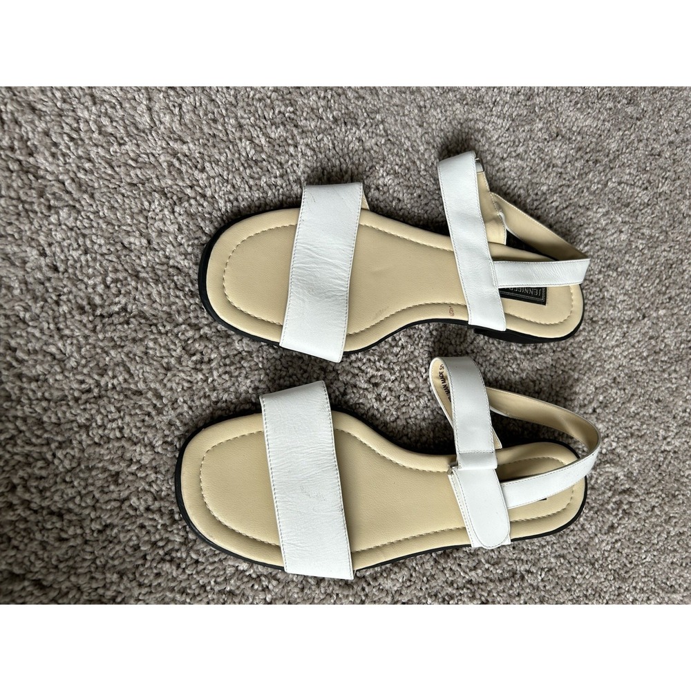 Jennifer Moore White Sandals 10 Medium White Leather